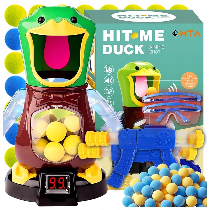 GŁODNA KACZKA XXL STRZELANIE DO CELU UCIEKA LED 2xPISTOLET PREZENT URODZINY