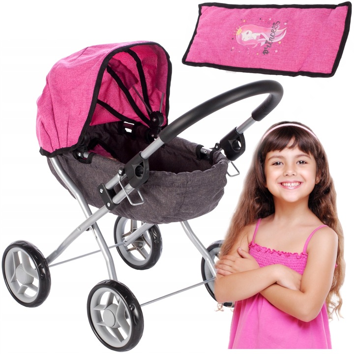 WÓZEK GŁĘBOKI DLA LALEK GONDOLA SKŁADANY I LEKKI PREZENT DLA DZIEWCZYNKI