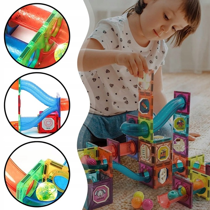 Klocki magnetyczne konstrukcyjne 49el 3D edukacyjne duży zestaw dla dzieci