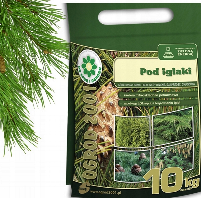 WIOSENNY nawóz do iglaków TUI10 KG SOLIDNY SZTRZAŁ W KOLORZE ZIELONE IGLAKI