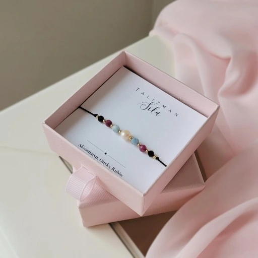 Bransoletka Talizman Siła Onyks Rubin Akwamaryn