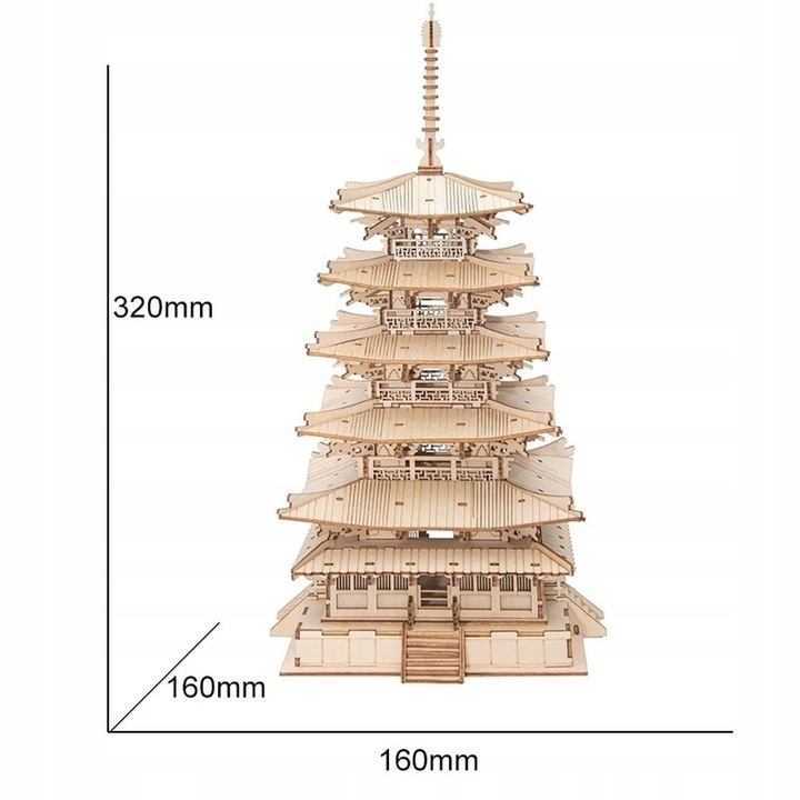 DREWNIANE PUZZLE 3D MODEL DO SKLEJANIA AZJATYCKA PAGODA
