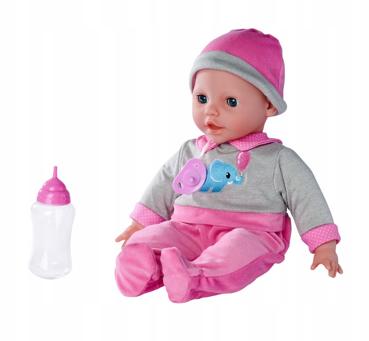DUŻA INTERAKTYWNA LALKA LAURA MIĘKKA GAWORZĄCA MÓWI PŁACZE BUTELKA SMOCZEK