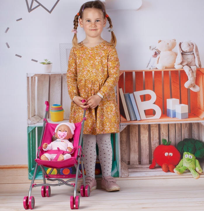 WÓZEK DLA LALEK SPACERÓWKA PARASOLKA JEDNOROŻEC LEKKI SKŁADANY SPACEROWY