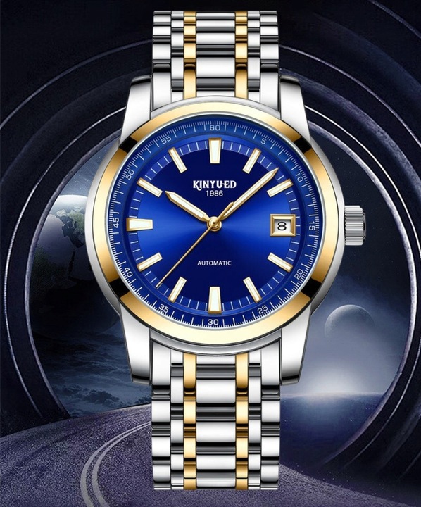 ZEGAREK MECHANICZNY MĘSKI AUTOMATYCZNY LUKSUSOWY DATOWNIK + PUDEŁKO