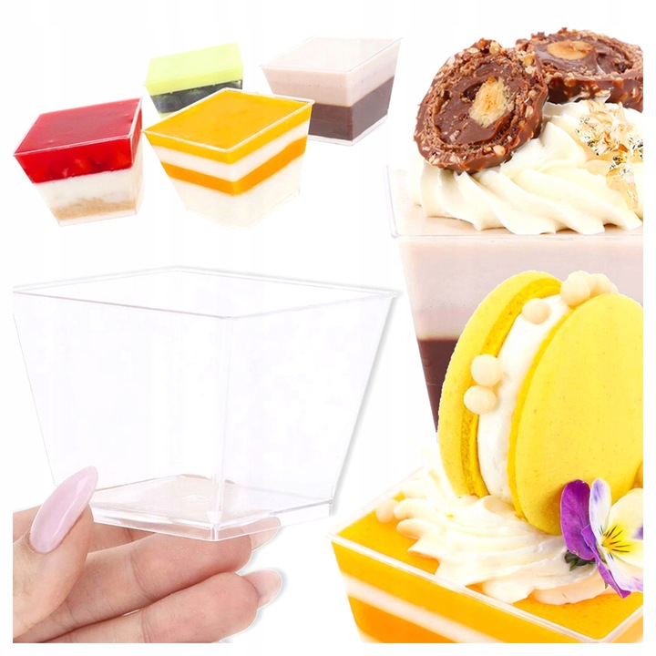 PUCHARKI DO DESERÓW Galaretka Na Mini Deserki Piramida Pojemnik 50szt 120ml
