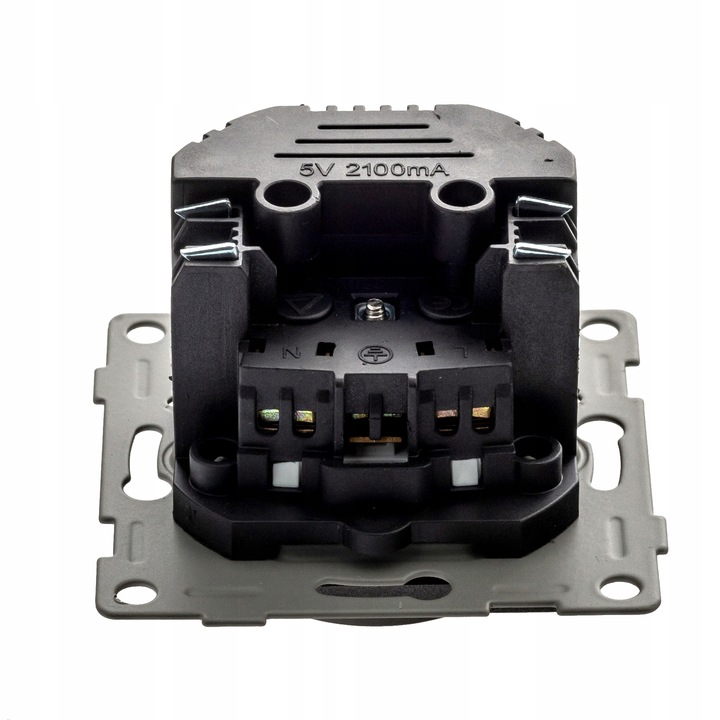 Gniazdko pojedyncze SZKLANE 230V KONTAKT z BOLCEM uziemieniem CZARNE USB C