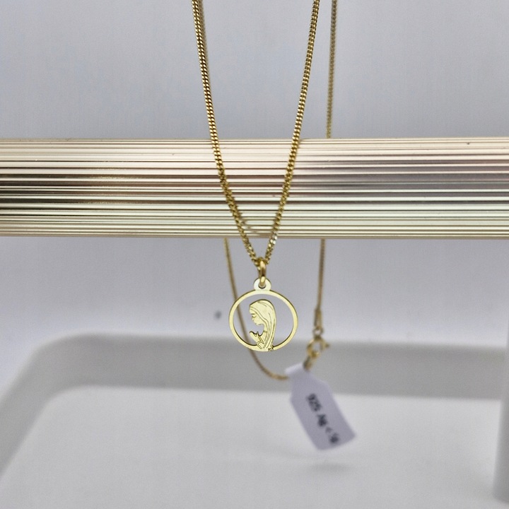 NASZYJNIK SREBRNY ZŁOCONY MEDALIK MATKA BOSKA FATIMSKA SREBRO 925