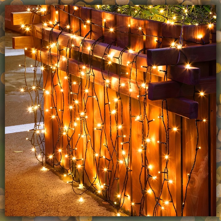 LAMPKI CHOINKOWE BIAŁY CIEPŁY 200 LED FLASH GRUBE WEW/ZEW NA CHOINKĘ 15M