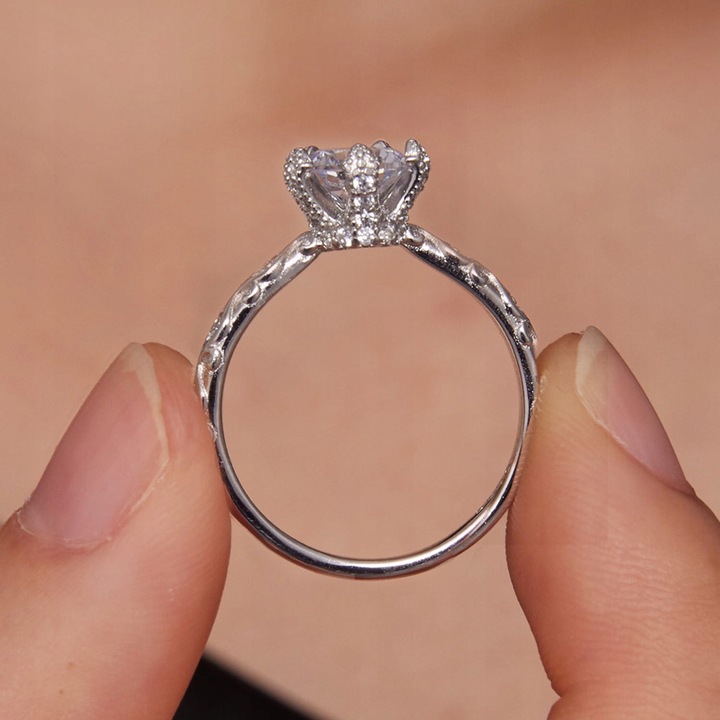 PM1214 Srebrny pierścionek R14 Moissanit 1,0 ct srebro 925