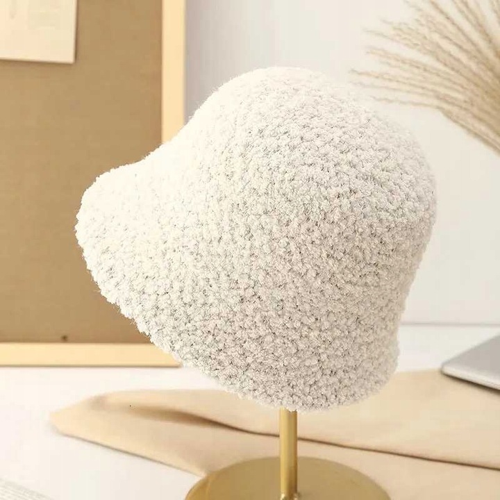 BUCKET HAT KAPELUSZ JESIEŃ ZIMA WIOSNA BOUCLE BUKLA BARANEK BEAR KOL 3006