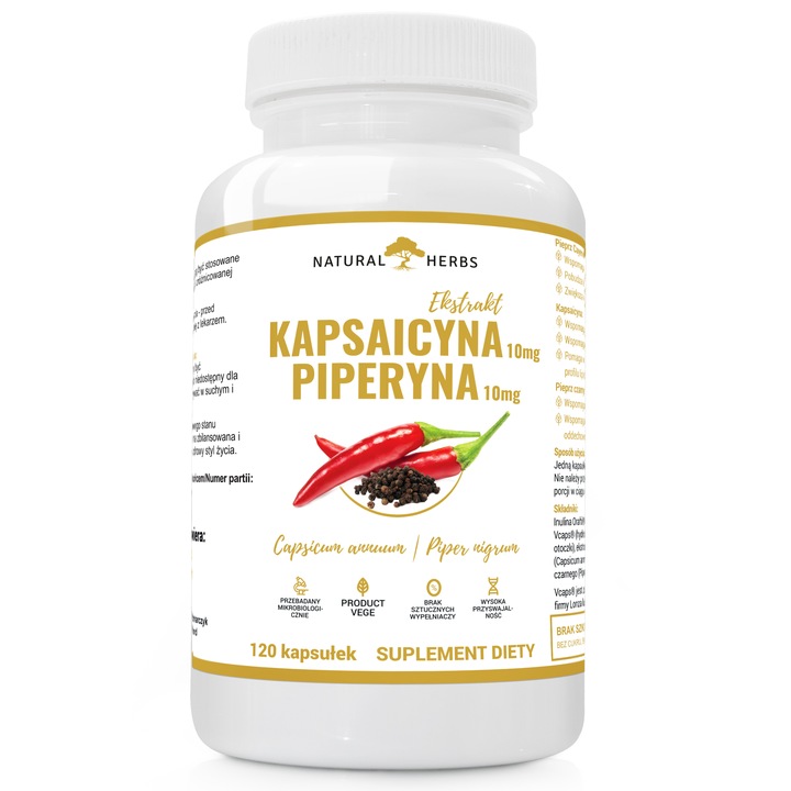 KAPSAICYNA 10 mg PIPERYNA 10 mg PREBIOTYK SPALANIE