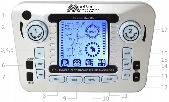 ELEKTROSTYMULATOR TENS EMS ELEKTRODY 3 RODZAJE+BAT