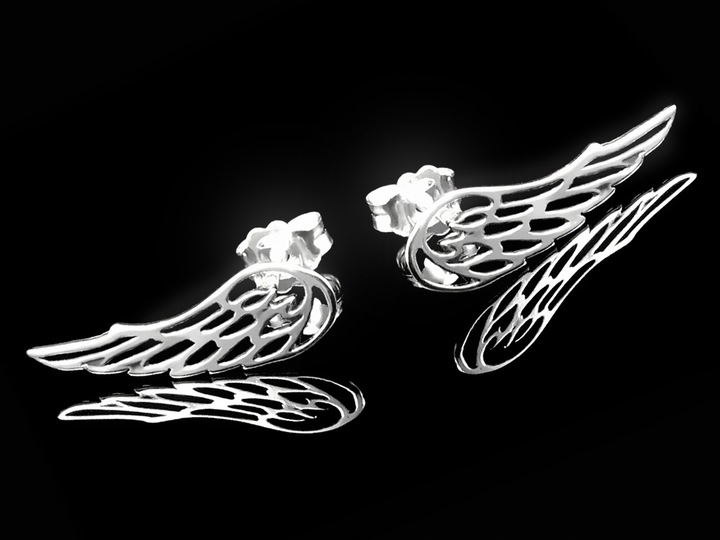 DAMSKIE SREBRNE KOLCZYKI CELEBRYTKI SKRZYDŁA ANIOŁA ZE SREBRA PRÓBY 925