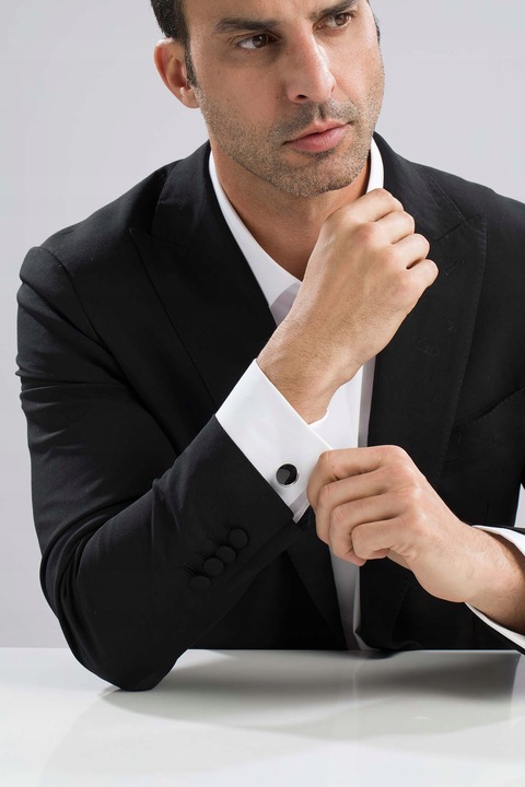 Spinki Do Mankietów Koszuli Czarne Okrągłe Miyou