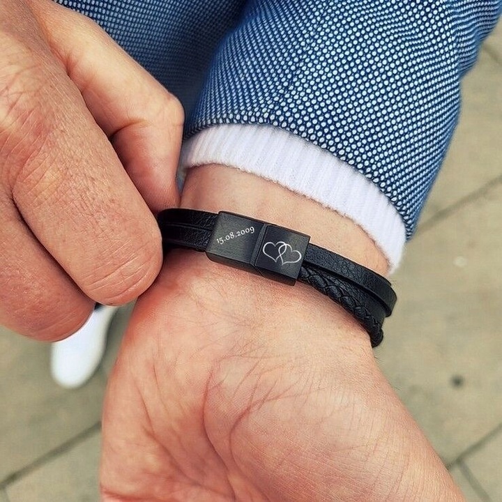 Bransoletka dla SYNA taty BRATA z GRAWEREM czarna