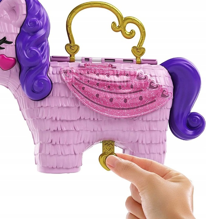 POLLY POCKET JEDNOROŻEC WALIZKA PINIATA UNICORN PARTY ZESTAW FIGURKI GVL88