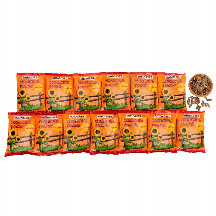 SŁONECZNIK PRAŻONY TURECKI MIRASOL 80G Z PRZYPRAWAMI 13 SZTUK