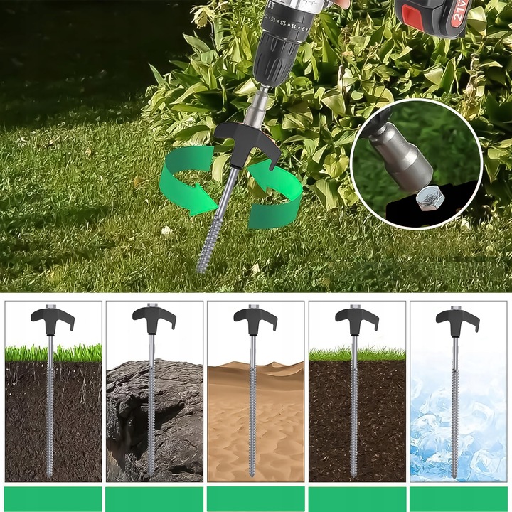 SZPILKI NAMIOTOWE DO NAMIOTU MIKADO DŁUGIE 25CM KOMPLET 12 SZT