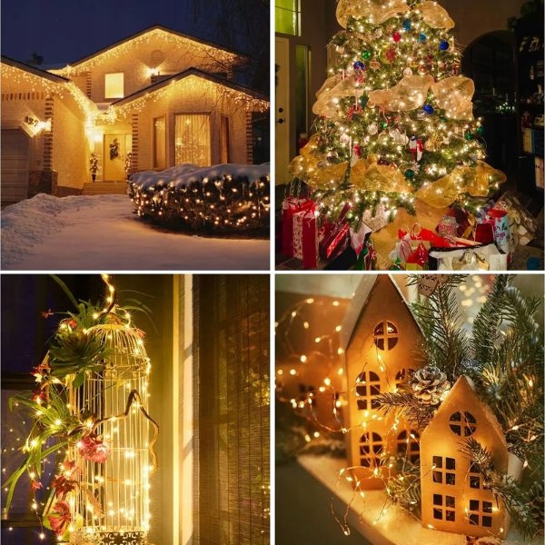 Lampki świąteczne drucik 1500 Led 50m IP44 Biały ciepły + pilot