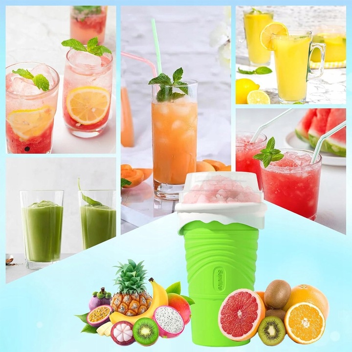 KUBEK DO ROBIENIA SLUSHY LODÓW SORBETÓW WYCISKANY NA BREJĘ SMOOTHIE 500ML