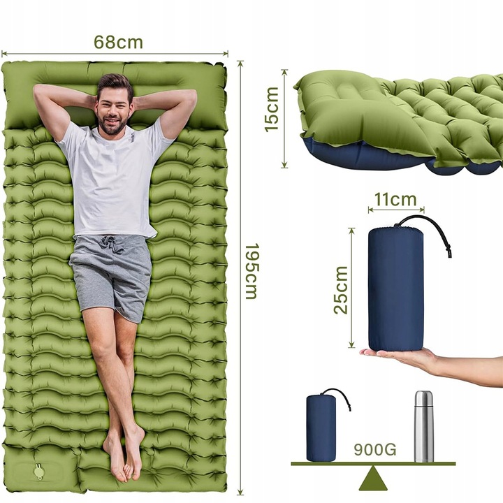 MATA KARIMATA MATERAC SAMOPOMPUJĄCY POMPKA PODUSZKA 195X68X10CM INFLACJA