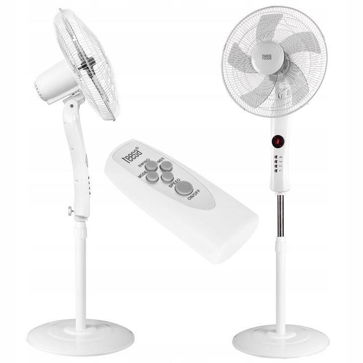 WENTYLATOR STOJĄCY BIAŁY STEROWANY PILOTEM 130CM 50W OSCYLACJA 3 TRYBY