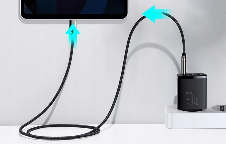 BASEUS SZYBKA ŁADOWARKA SIECIOWA DO TELEFONU USB USB-C TYP-C AFC QC 3.0 30W