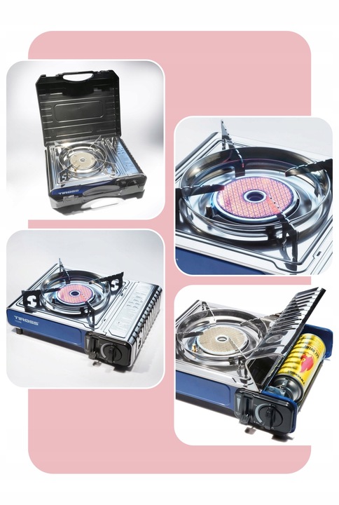 KUCHENKA TURYSTYCZNA TIROSS TS-266 SREBRNA 1650 W + 4 I BUTLE GAZOWE