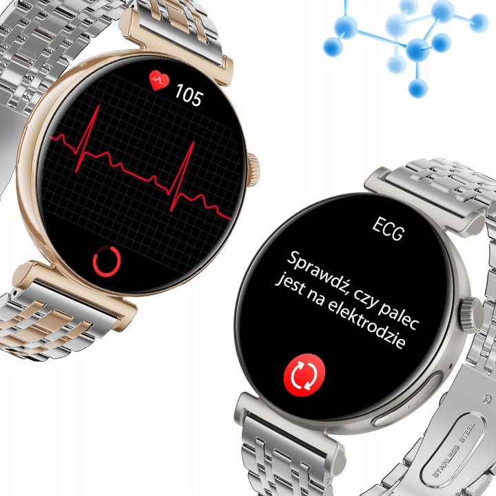 SMARTWATCH ZEGAREK DAMSKI EKG GLUKOZA CIŚNIENIE ROZMOWY SMART WATCH MENU PL