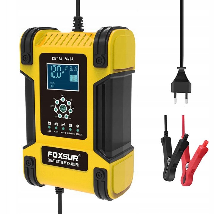 PROSTOWNIK SAMOCHODOWY 12V 24V 12A NAPRAWA AKUMULATORÓW FOXSUR DO mikroproc