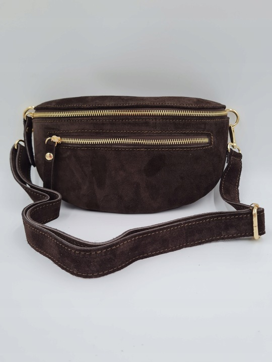 Vera Pelle torebka nerka skóra naturalna zamszowa brązowa czekoladowa zamsz