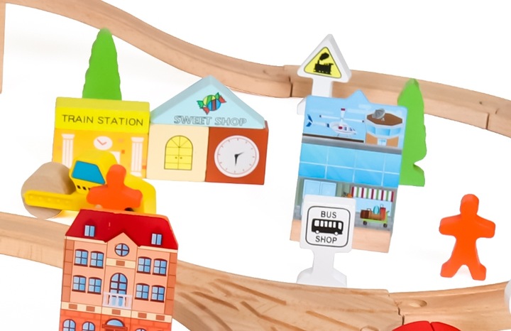 WIELKA KOLEJKA DREWNIANA TOR POCIĄG AUTKA 100 el.