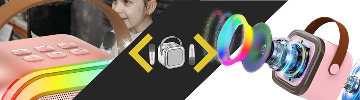 ZESTAW DO KARAOKE DLA DZIECI 2 MIKROFONY GŁOŚNIK BEZPRZEWODOWY 2X MIKROFON