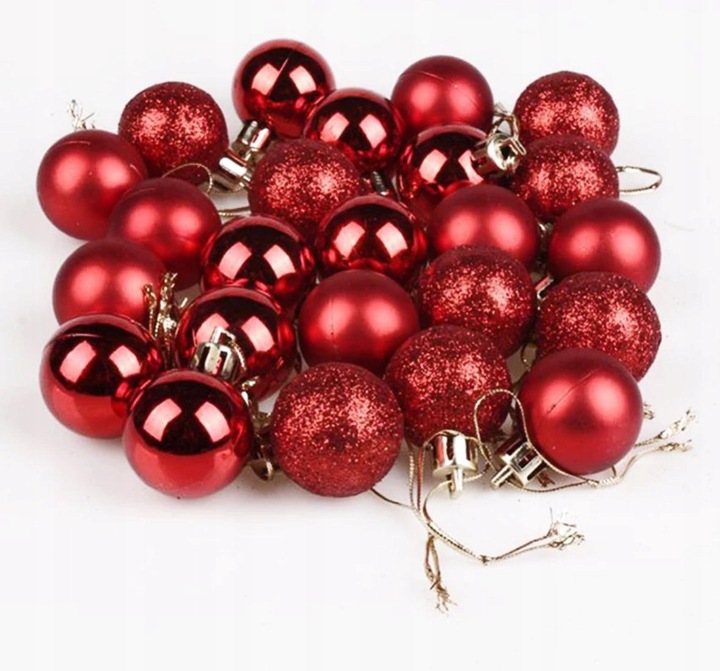 BOMBKI CHOINKOWE CZERWONE NIETŁUKĄCE TRADYCYJNE NA CHOINKĘ ZESTAW 48SZT