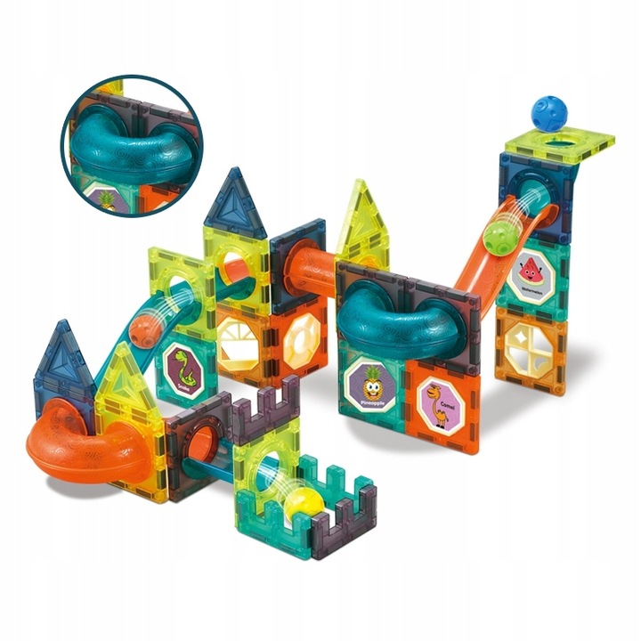 Klocki Magnetyczne Tor Kulkowy 75 el. WOOPIE