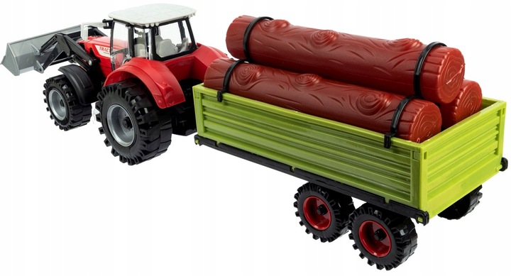 Duży Traktor z Przyczepą Ciągnik NAPĘD Ruchome elementy Otwierane drzwi