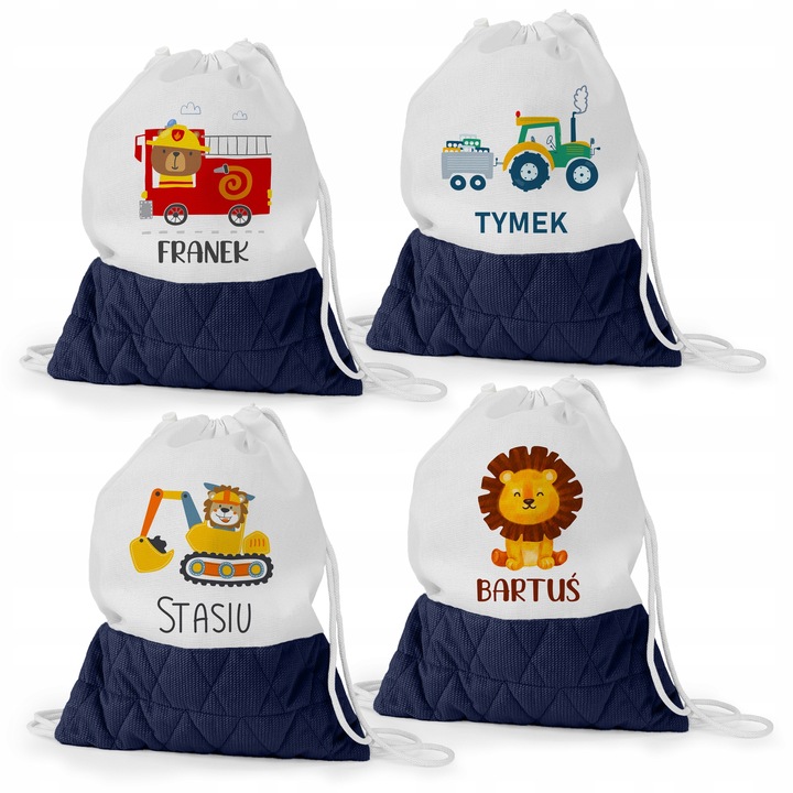 WOREK DO PRZEDSZKOLA ŻŁOBKA PLECAK DLA DZIECKA Z PĘTELKĄ NA BUTY + IMIĘ