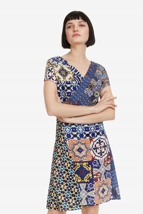 DESIGUAL WZORZYSTA KOLOROWA SUKIENKA (40)