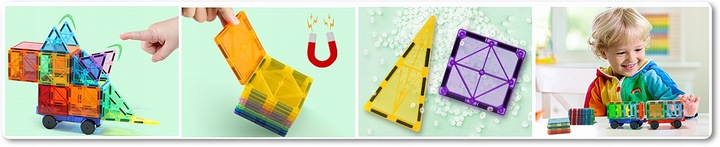 KLOCKI MAGNETYCZNE 3D konstrukcyjne DUŻE Zestaw 45 el. Magnetic Tiles
