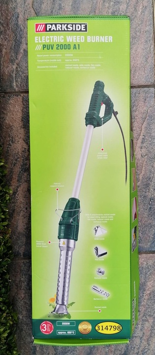 Opalarka Parkside,wypalarka chwastów i zapalarka do grilla 2000W ok.650°C