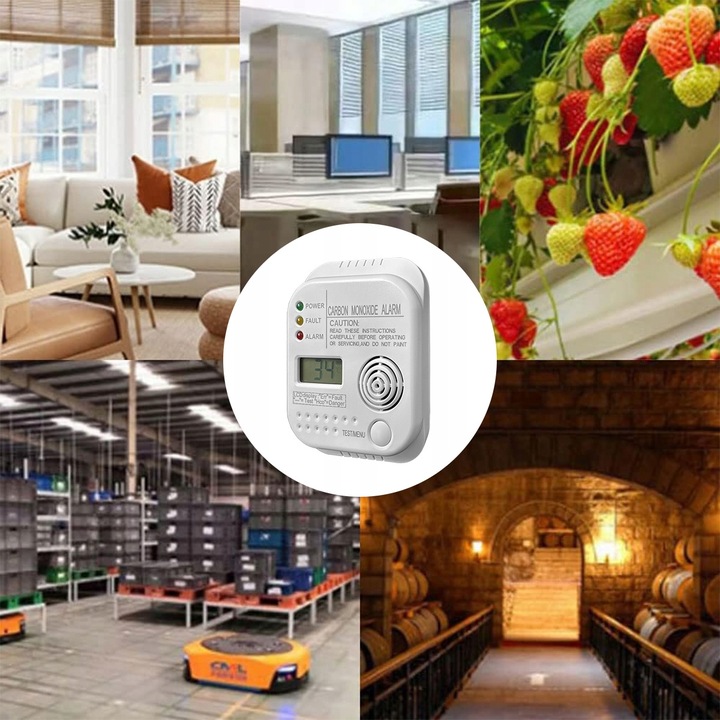 Bezprzewodowy czujnik gazu tlenku węgla czadu i dymu na baterię alarm