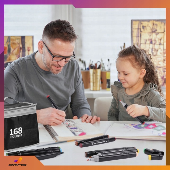 Markery alkoholowe flamastry mazaki pisaki dwustronne touch podstawka 168