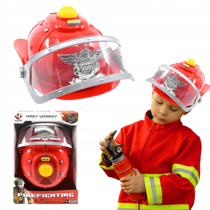 KASK STRAŻACKI Z EFEKTAMI DŹWIĘKOWYMI ŚWIETLNYMI HEŁM MAŁY STRAŻAK