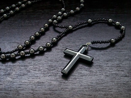 NASZYJNIK RÓŻANIEC Z HEMATYTU * PACIORKI 6mm