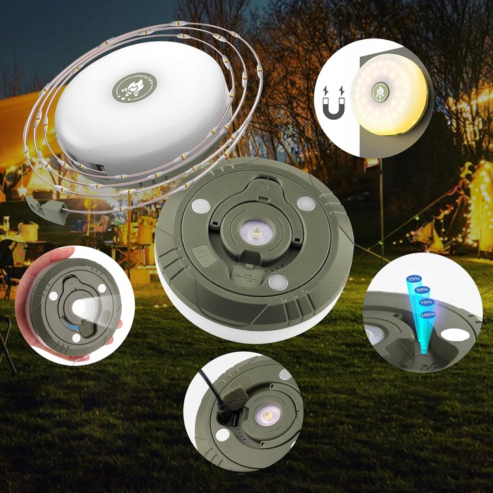 LAMPKA KEMPINGOWA DO NAMIOTU ZEWNĘTRZNEGO, BAJKOWA LAMPKA LED USB 1800MAH