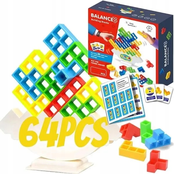 GRA UKŁADANKA TETRA TOWER BALANCE 64 szt DLA DZIECI WIEŻA tetris KLOCKI