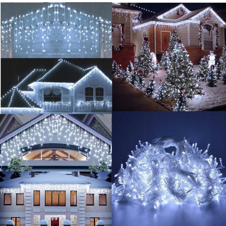 KURTYNA LED SOPLE 23m 500 LED BIAŁY ZIMNY FLASH IP44 LAMPKI ZEWNĘTRZNE