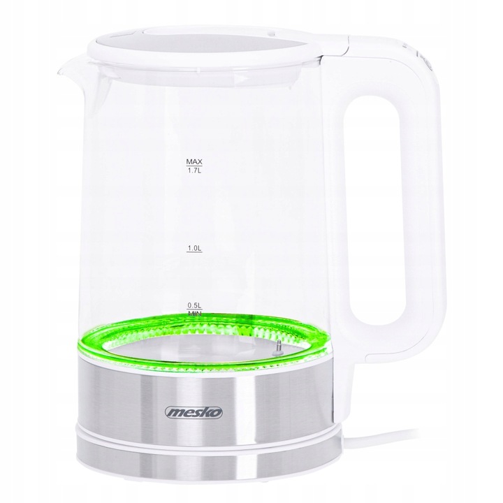 CZAJNIK ELEKTRYCZNY SZKLANY bezprzewodowy REGULACJA TEMPERATURY 1,7L BIAŁY