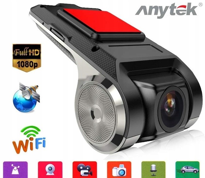 WIDEO REJESTRATOR JAZDY KAMERA SAMOCHODOWA ANDROID ANYTEK DVR HD 1080P ADAS